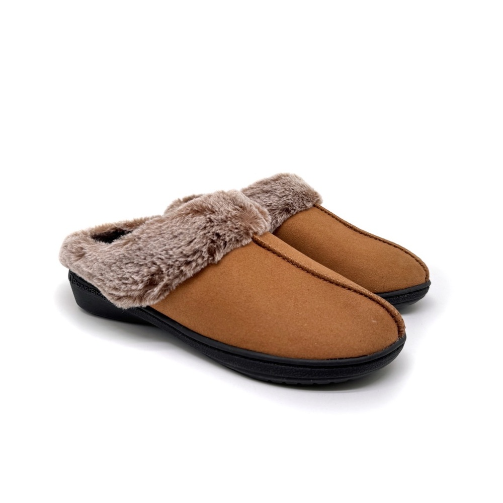 Powerstep Women's Faux Suede Clog Slippers Faux Fur Size 6